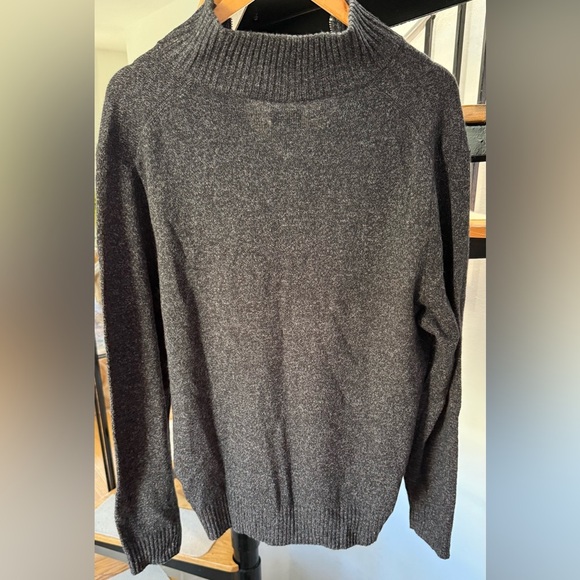 J.Crew Men’s Dark Gray Rugged merino wool-blend marled half-zip sweater size L - Picture 2 of 7